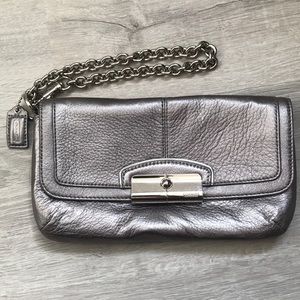 Silver Coach clutch purse